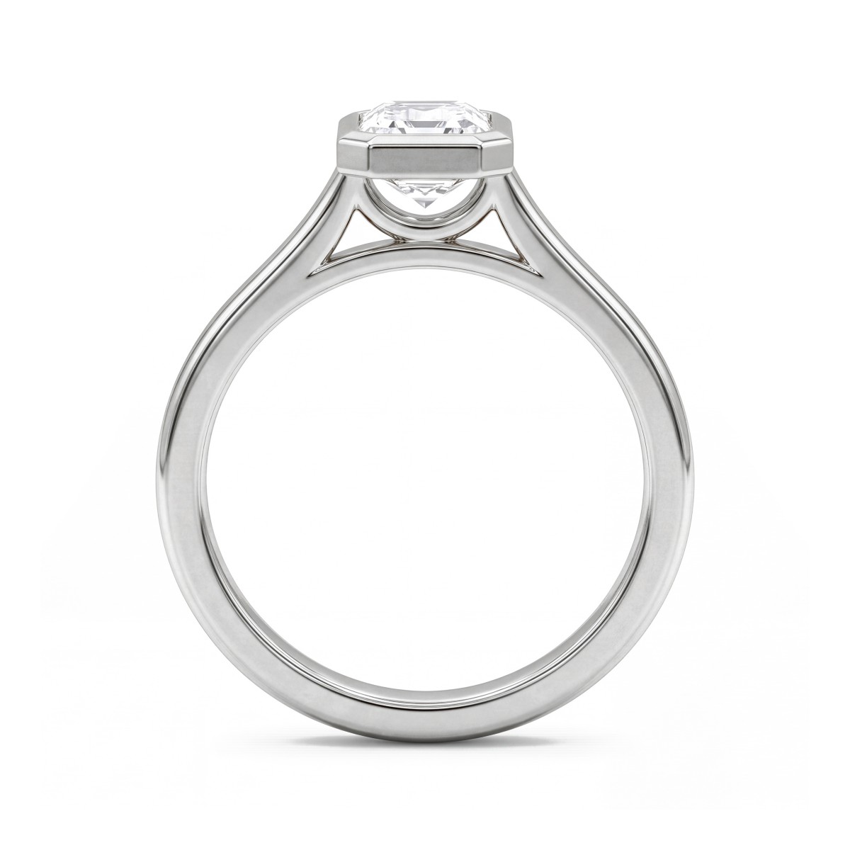 Esme - pierścionek solitaire z moissanitem o szlifie szmaragdowym w oprawie bezel