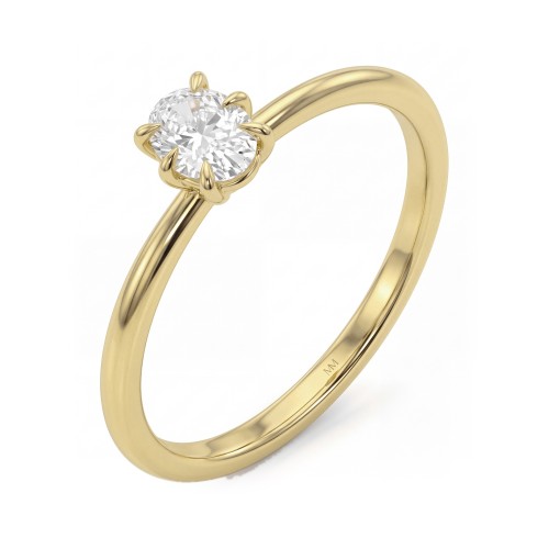 Mignon - pierścionek solitaire z owalnym moissanitem w sześciu łapkach
