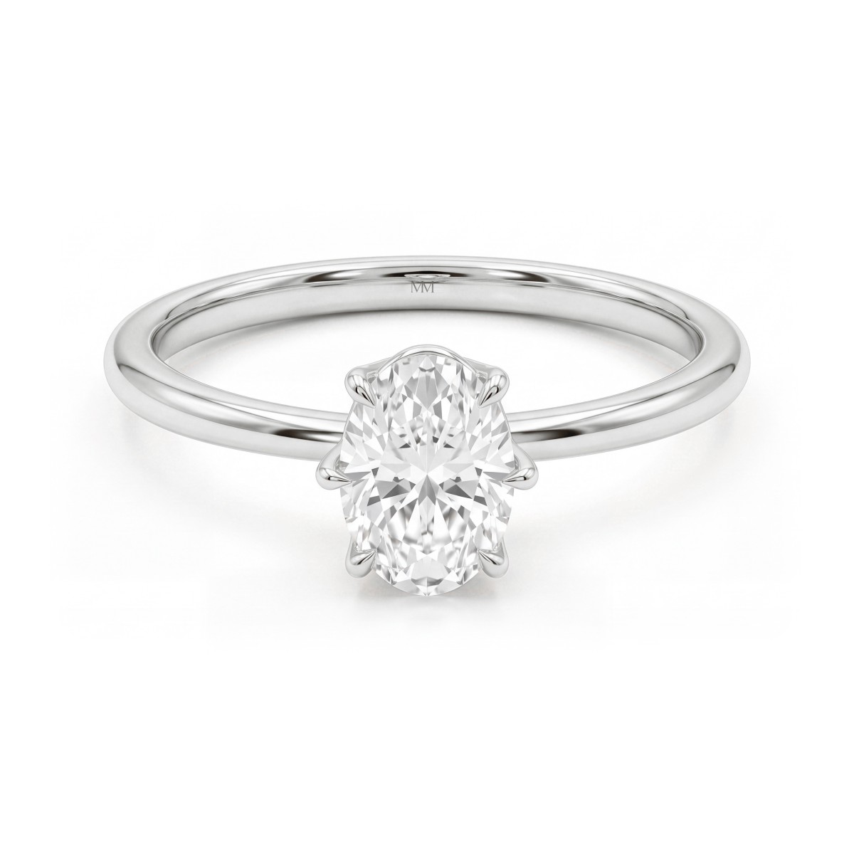 Mignon - pierścionek solitaire z owalnym moissanitem w sześciu łapkach