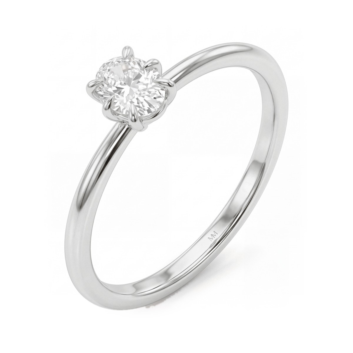 Mignon - pierścionek solitaire z owalnym moissanitem w sześciu łapkach