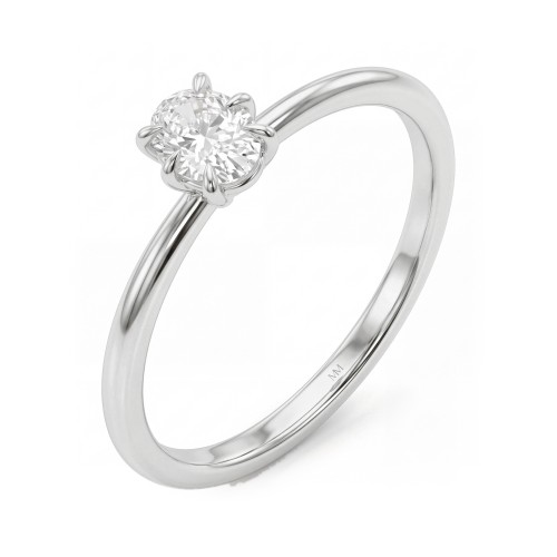 Mignon - pierścionek solitaire z owalnym moissanitem w sześciu łapkach