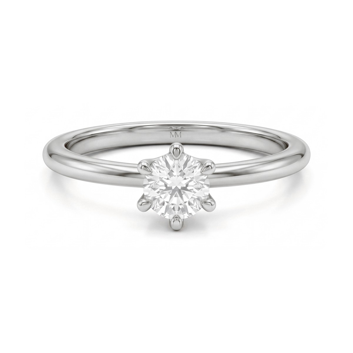 Lily - pierścionek solitaire z okrągłym moissanitem w oprawie tulipanowej