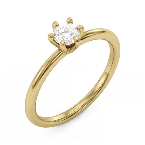 Lily - pierścionek solitaire z okrągłym moissanitem w oprawie tulipanowej