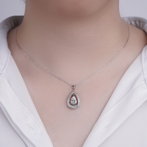 Pendula - Teardrop Moissanit Wisiorek z Podwójnym Halo Elegancji