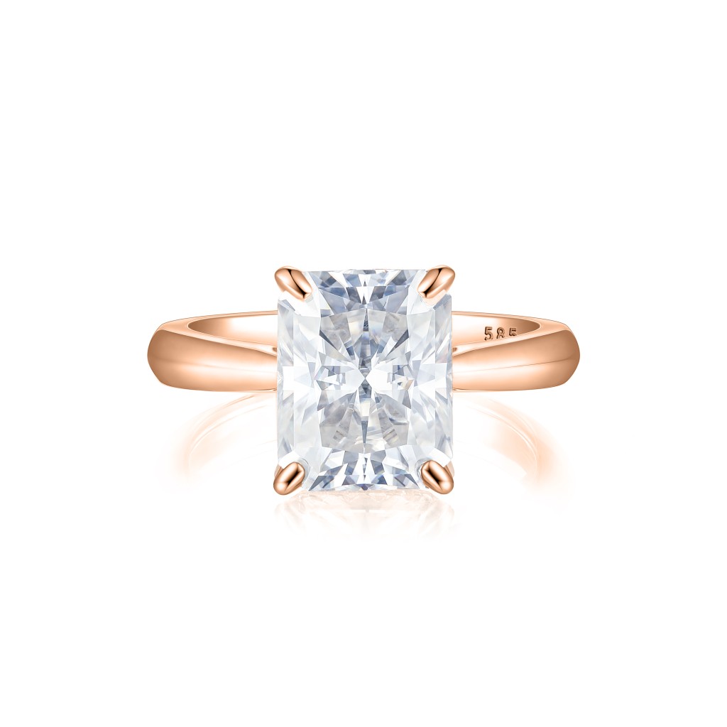Luminara – Pierścionek Zaręczynowy Solitaire z Moissanitem i Hidden Halo | Szlif Radiant