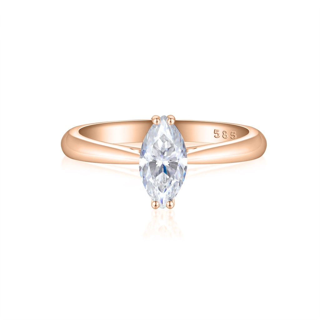 Liana - Pierścionek Solitaire z Moissanitem | Szlif Markiza