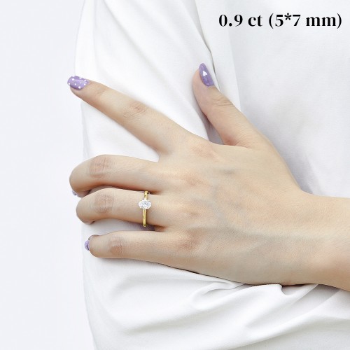 Eloise - Pierścionek z Moissanitem Solitaire | Szlif Owalny