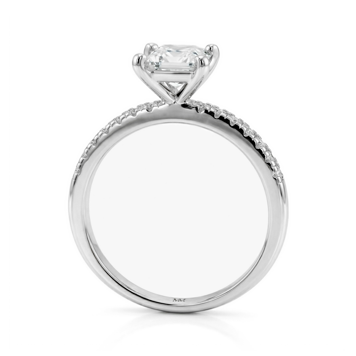 Celestia - Pierścionek z Księżniczką Moissanite z bocznymi kamieniami Pavé
