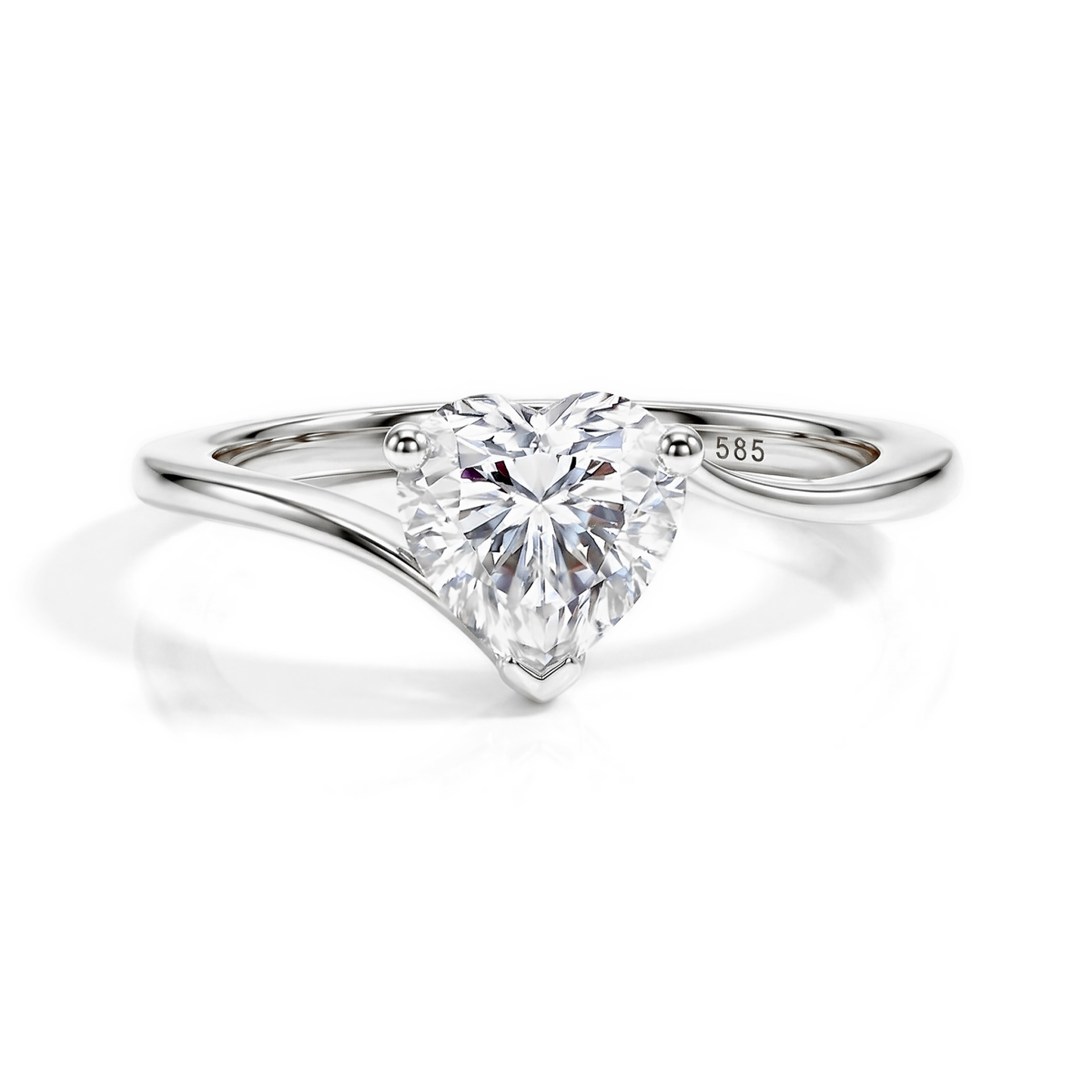 Amora - Pierścionek Solitaire z Moissanitem | Szlif Serce