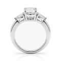 Trielle - Pierścionek zaręczynowy z Moissanite w kroju Cushion z bocznymi kamieniami w kroju gruszkowym