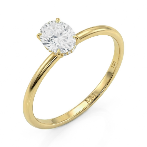 Mystique - Pierścionek Solitaire z Moissanite w Owalnym Szlifie z Hidden Halo | Wedfit
