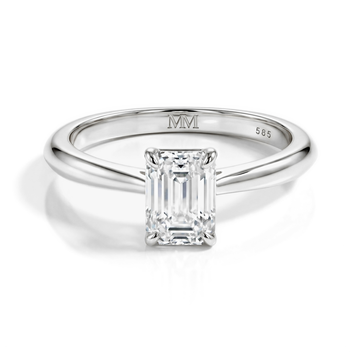 Elysium - Pierścionek Solitaire z Moissanitem | Szlif Szmaragdowy