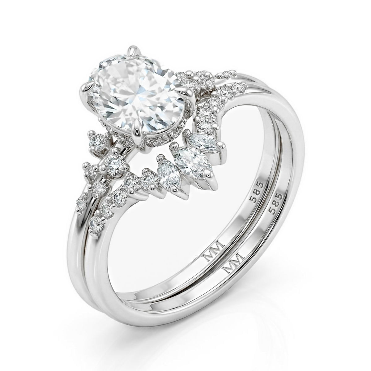 Zestaw Ethereal Elegance - Ovaline & Serenella Moissanite Bridal Set z markizowymi akcentami