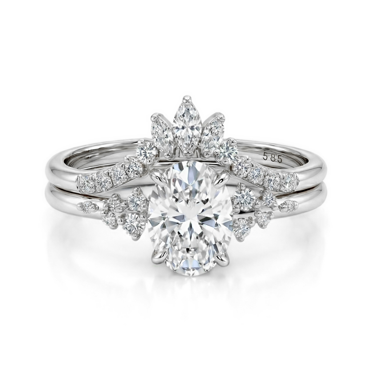 Zestaw Ethereal Elegance - Ovaline & Serenella Moissanite Bridal Set z markizowymi akcentami