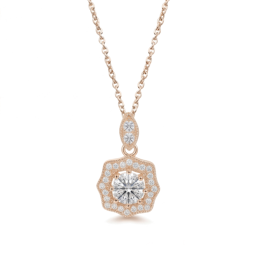 Octavia - zawieszka halo z moissanitem w stylu vintage