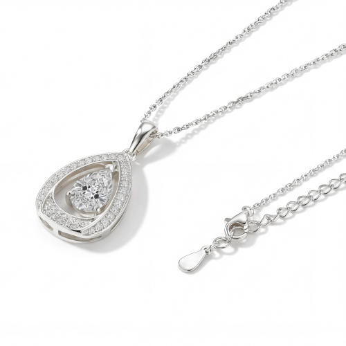 Pendula - Teardrop Moissanit Wisiorek z Podwójnym Halo Elegancji