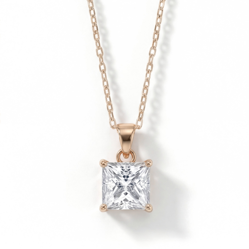 Regent - zawieszka solitaire z moissanitem o szlifie princessa