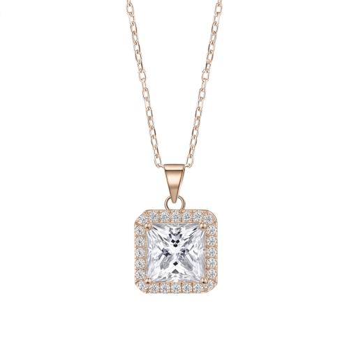 Radiance - zawieszka halo z moissanitem o szlifie princessa