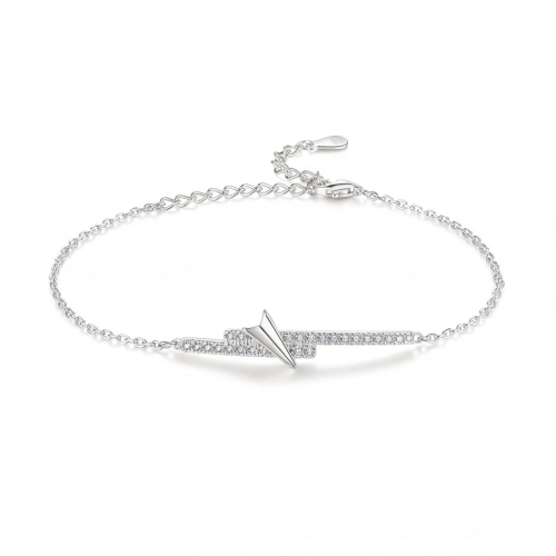 Volute - Bransoletka Chevron Z Moissanitami W Oprawie Pavé