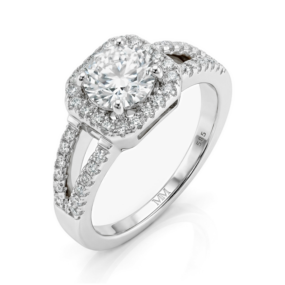 Evora - Pierścionek Halo z Moissanitem Split-Shank | My Moissanite