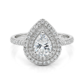 Athena - Gruszka Cut Moissanite Pierścionek Zaręczynowy z Podwójnym Halo i Pavé Szyną