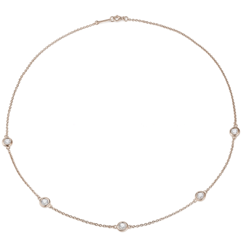 Circa - naszyjnik z moissanitem w oprawie bezel, z regulowanymi ogniwami
