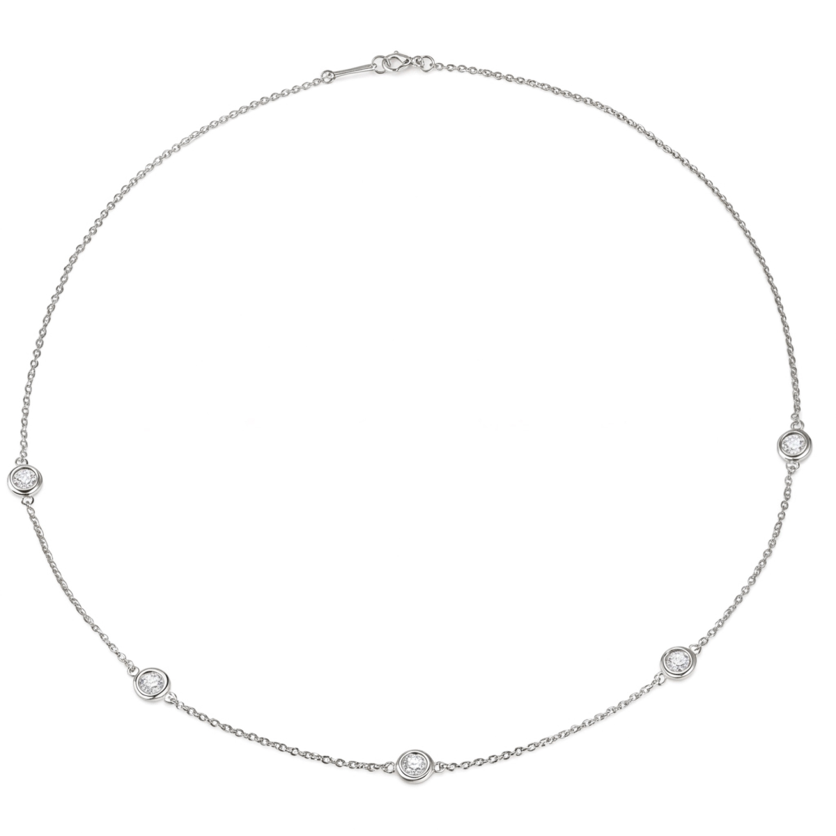 Circa - Naszyjnik z Oprawą Bezel z Moissanitem z Regulowanymi Łącznikami