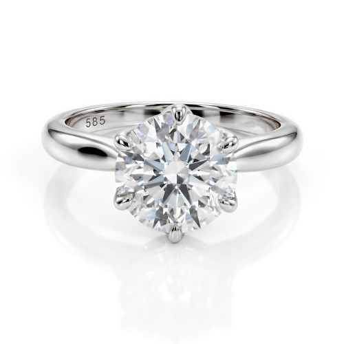 Yulia - Pierścionek z Moissanitem Solitaire | Oprawa Tulipanowa