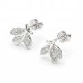 Kolczyki sztyfty z moissanitem Pavé Leaves