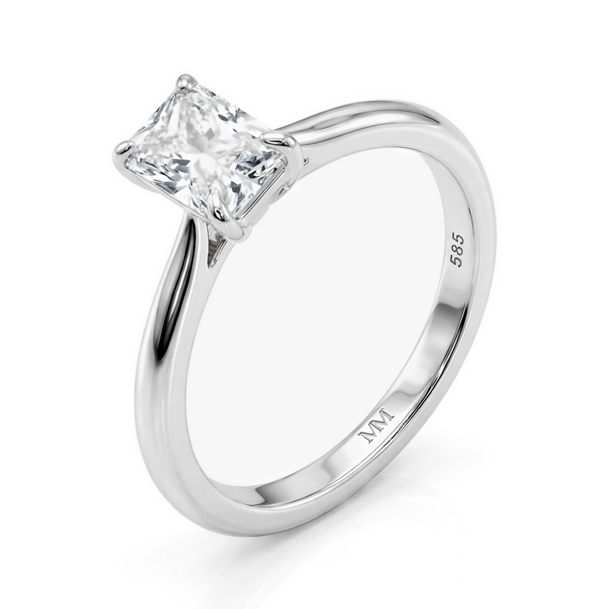Lustra – Pierścionek Solitaire z Moissanitem | Szlif Radiant