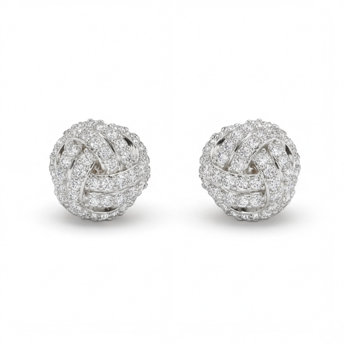 Cluster Spheres - Kolczyki Sztyfty z Moissanitem | Oprawa Pavé