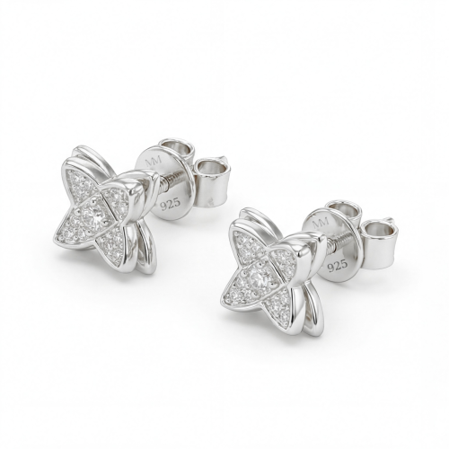 Sparkling Flowers - Kolczyki Sztyfty z Moissanitem | Oprawa Pavé