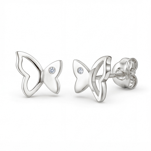 Butterfly Beauty - Kolczyki Sztyfty z Moissanitem
