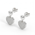 Hearts of Pavé - Wiszące Kolczyki z Moissanitem | Oprawa Pavé