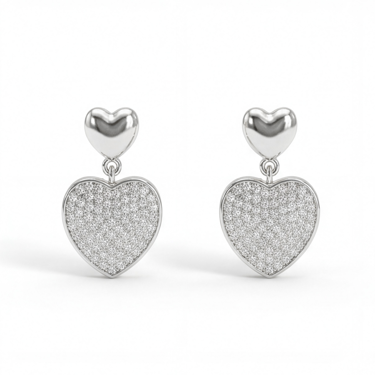 Hearts of Pavé - Wiszące Kolczyki z Moissanitem | Oprawa Pavé