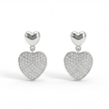 Hearts of Pavé - Wiszące Kolczyki z Moissanitem | Oprawa Pavé