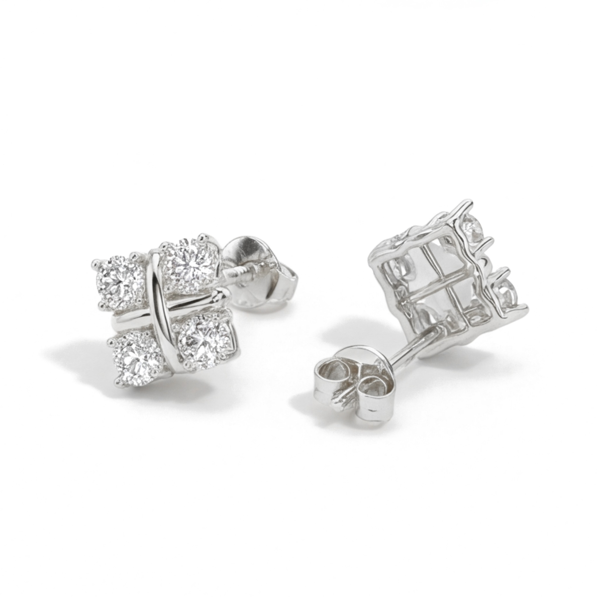 Moissanite Quadrants - Kolczyki Sztyfty z Moissanitem
