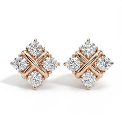 Moissanite Quadrants - kolczyki sztyfty z moissanitami