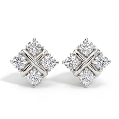 Moissanite Quadrants - Kolczyki Sztyfty z Moissanitem