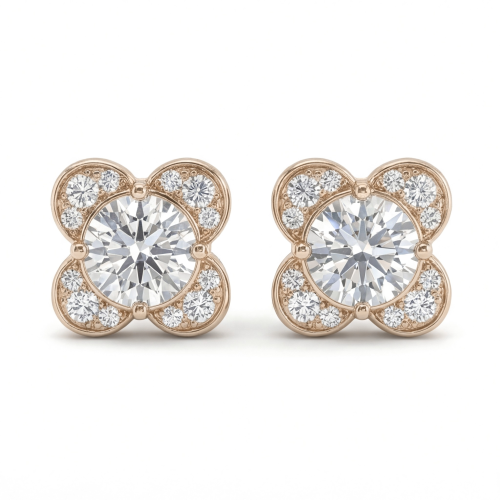 Moissanite Blooms - kolczyki sztyfty z moissanitami