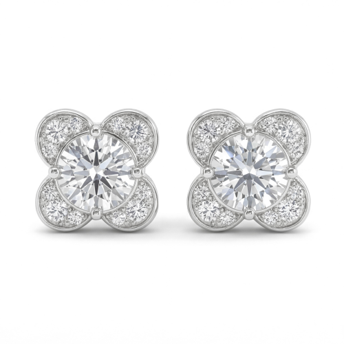 Moissanite Blooms - kolczyki sztyfty z moissanitami