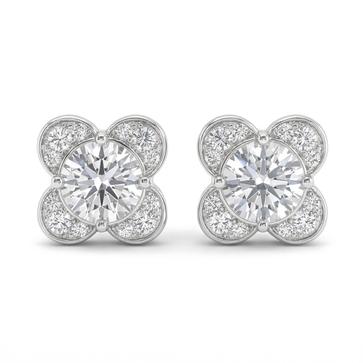 Moissanite Blooms - kolczyki sztyfty z moissanitem