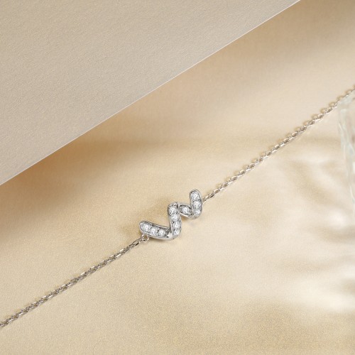 Serpentine - Bransoletka Moissanit Infinity z Kamieniami w Ustawieniu Pave