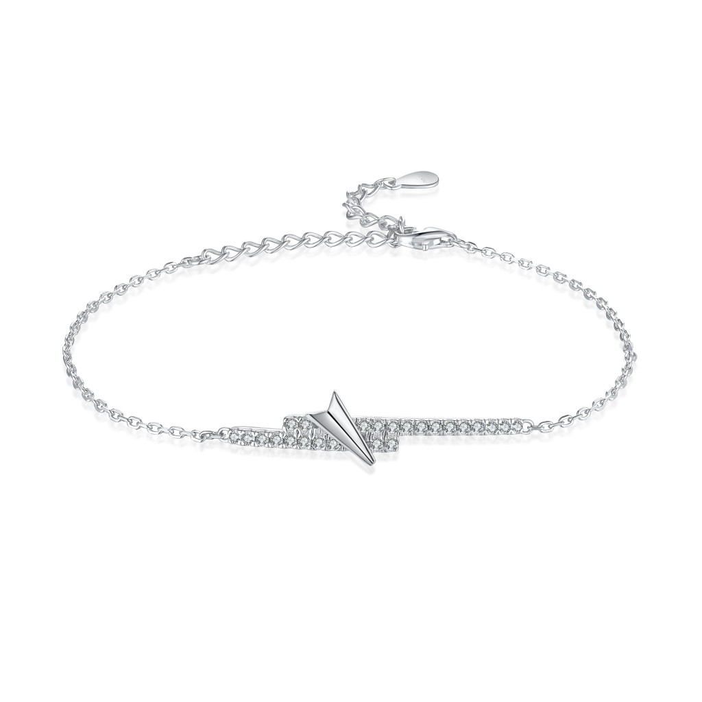 Volute - Bransoletka Chevron Z Moissanitami W Oprawie Pavé