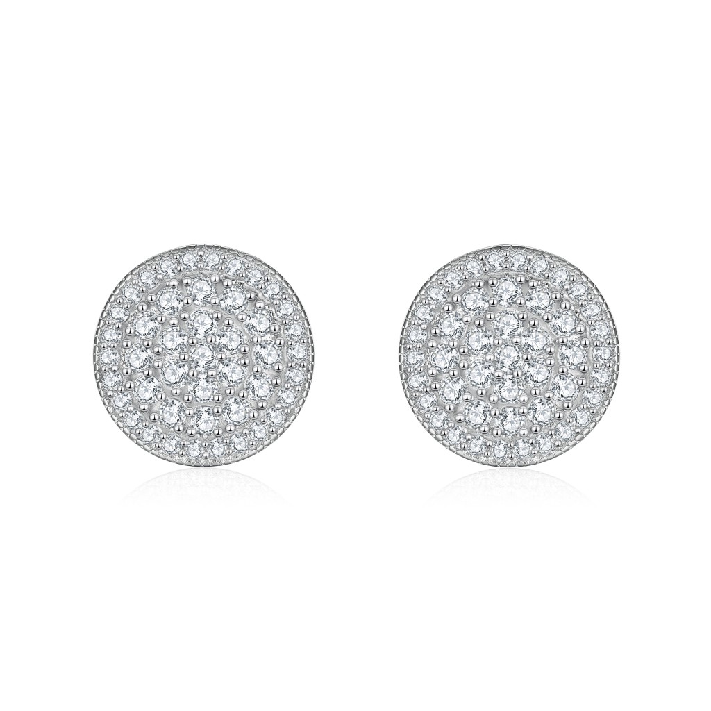 Round Clusters - Kolczyki Sztyfty z Moissanitem | Oprawa Pavé