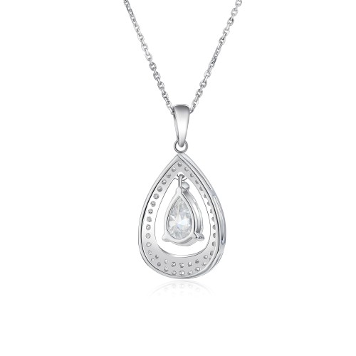 Pendula - Teardrop Moissanit Wisiorek z Podwójnym Halo Elegancji