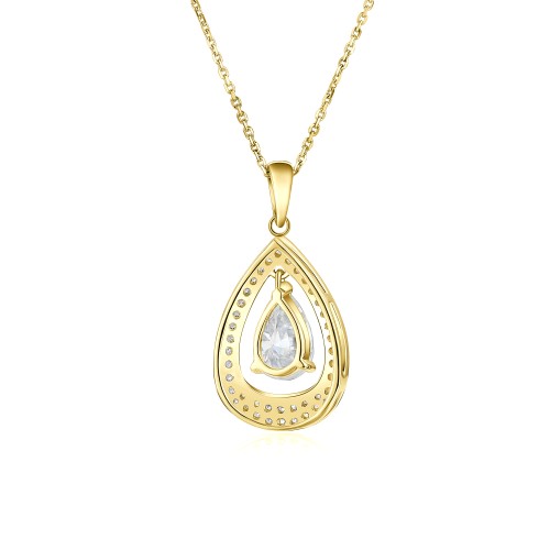 Pendula - Teardrop Moissanit Wisiorek z Podwójnym Halo Elegancji