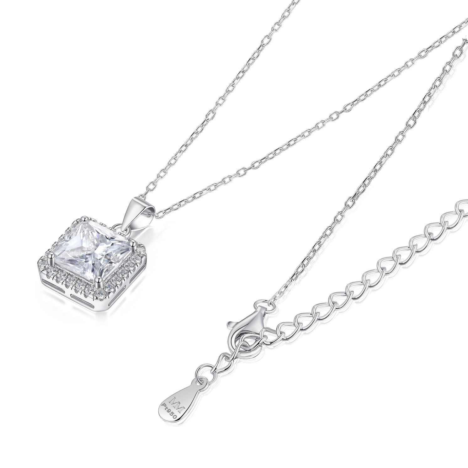 Radiance - Wisiorek z Moissanitu o Szlifie Princess z Halo Radiance - Wisiorek z Moissanitu o Szlifie Princess z Halo