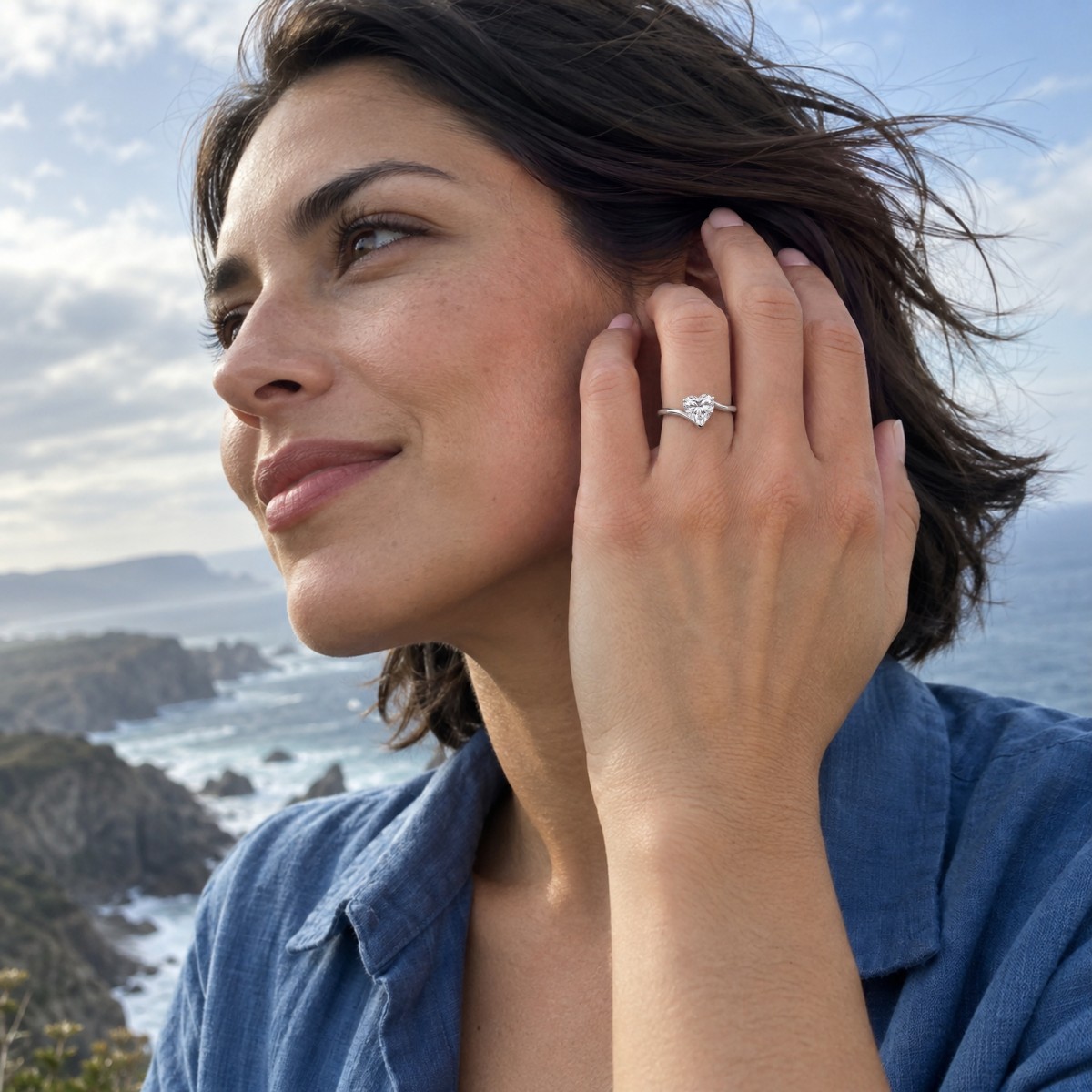 Amora - pierścionek solitaire z moissanitem w kształcie serca | My Moissanite