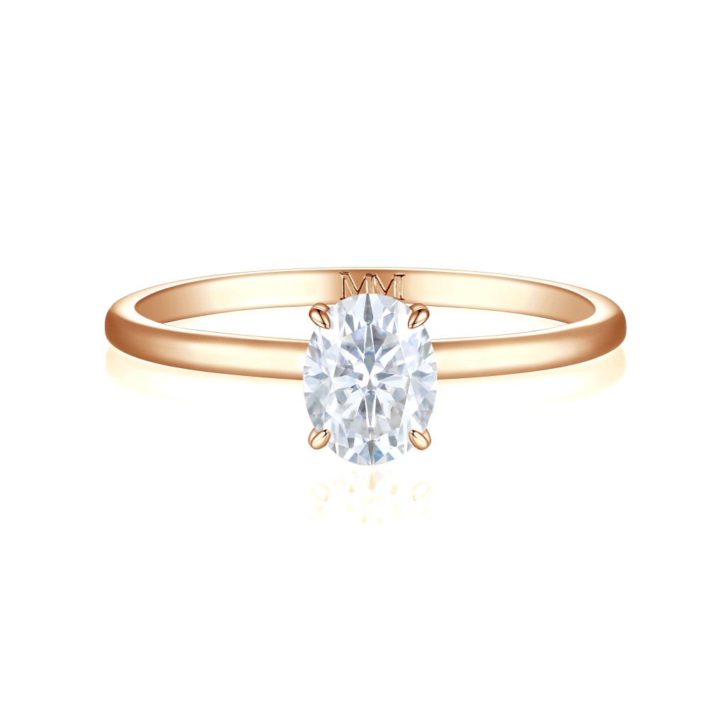 Mystique - Pierścionek Solitaire z Moissanite w Owalnym Szlifie z Hidden Halo | Wedfit